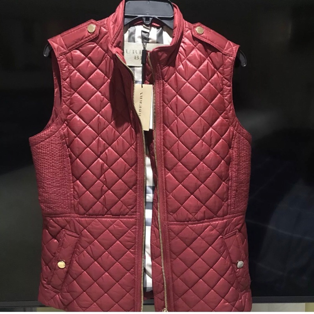 NWT Burberry Vest Red with gold zipper